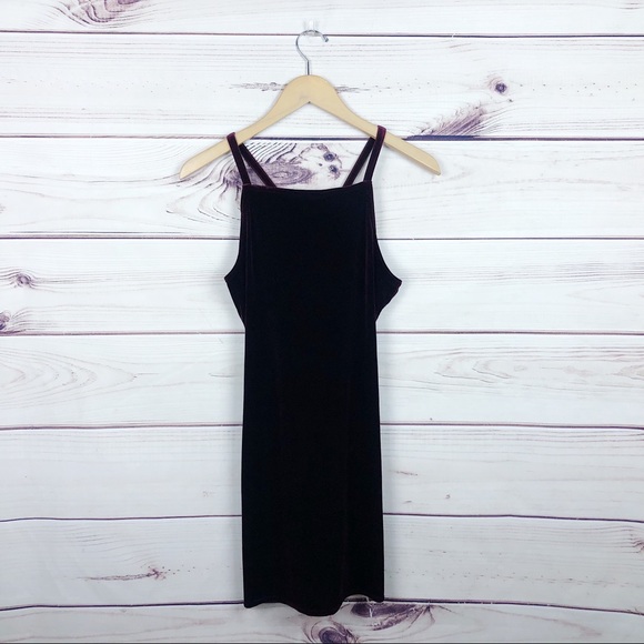 ROBERTA Vintage Purple Velvet Strappy Mini Dress S - Picture 2 of 6